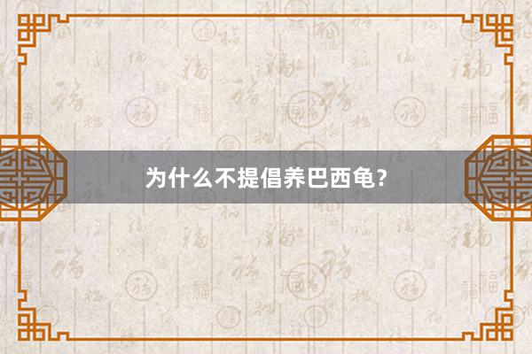 为什么不提倡养巴西龟？